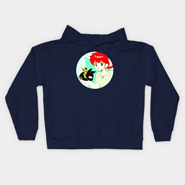 ranma and p-chan Kids Hoodie by robinchan33